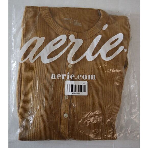 Aerie 078-5493-2859 Women's Sz XS Honey Waffle Rib Long Sleeve Henley T-Shirt - Picture 7 of 8